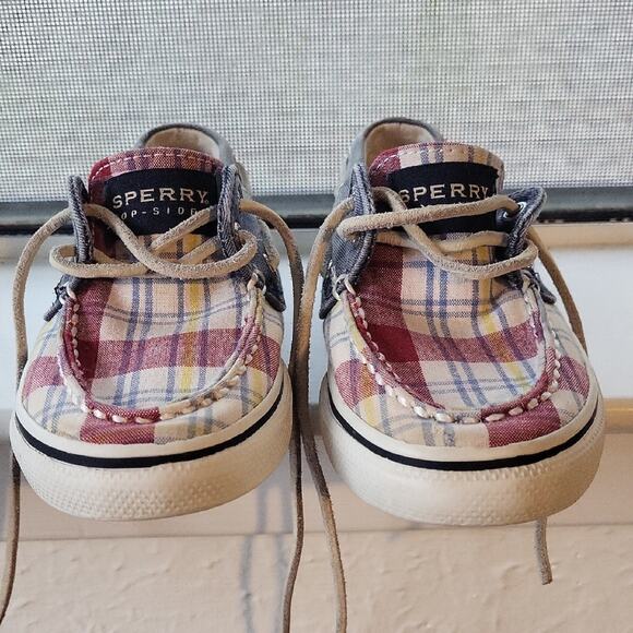 Sperry Kids Plaid Sneakers - Red, Blue, White - Picture 1 of 8